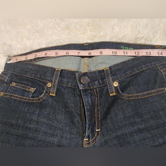 J. CREW Darkwash Lowrise Some Stretch Bootcut Size 28Rx32 Denim Blue Jeans EUC - Picture 4 of 7